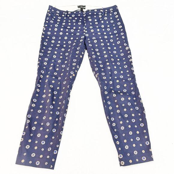 J. Crew Minnie Flower Printed Slacks Navy Pants Size 6 - Picture 2 of 8